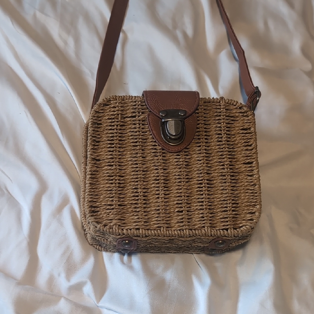 Summer & Rose Brown Woven Crossbody Bag